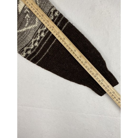 NWT VTG 90s NAUTICA Handknit Nordic Brown Wool Fair Isle Striped Sweater - Picture 11 of 11